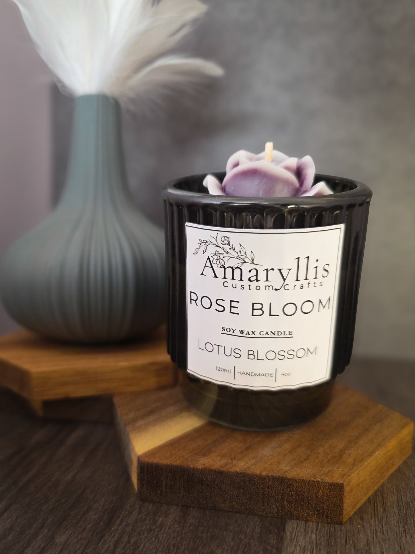 Purple Rose Bloom Candle - Amaryllis Custom CraftsCandleAmaryllis Custom Crafts