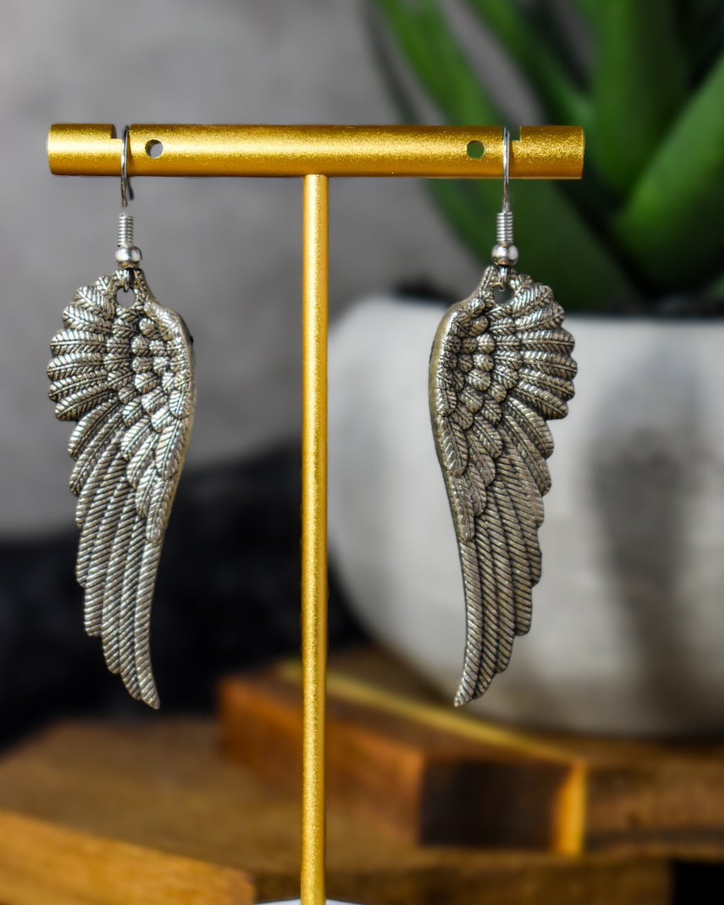 Silver Wing Drop Earrings | Handmade Jewelry - Amaryllis Custom CraftsDangle earringsAmaryllis Custom Crafts