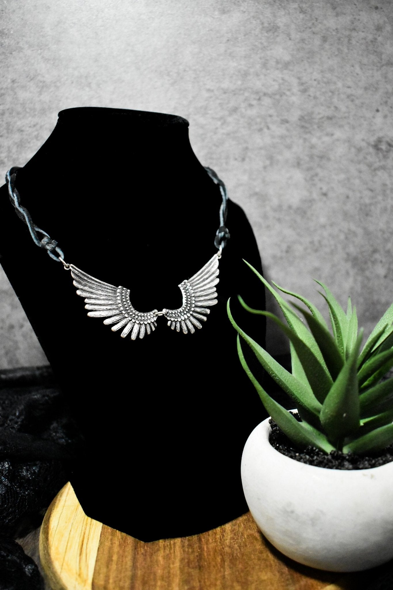 Silver Wing Rope Necklace - Amaryllis Custom CraftsNecklaceAmaryllis Custom Crafts