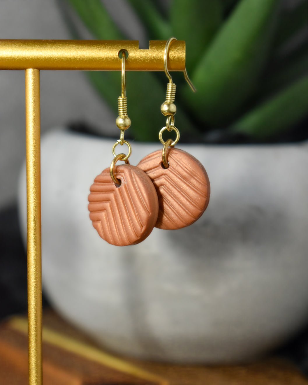 Textured Disc Drop Earrings | Handmade Jewelry - Amaryllis Custom CraftsDangle earringsAmaryllis Custom Crafts