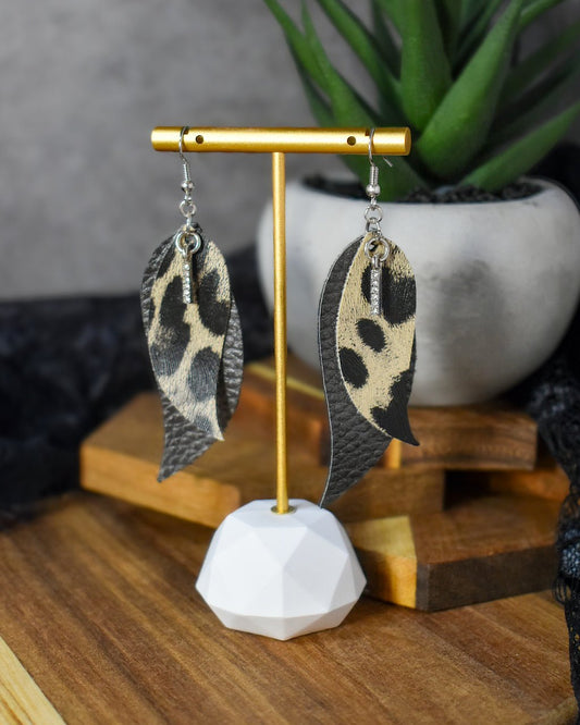 Faux Leather Leopard Print Dangle Earrings | Handmade Jewelry - Amaryllis Custom CraftsDangle earringsAmaryllis Custom Crafts