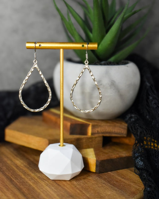 Hammered Teardrop Dangle Earrings | Handmade Jewelry - Amaryllis Custom CraftsDangle earringsAmaryllis Custom Crafts