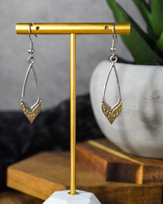 Mixed Metal Teardrop Drop Earrings | Handmade Jewelry - Amaryllis Custom CraftsDangle earringsAmaryllis Custom Crafts