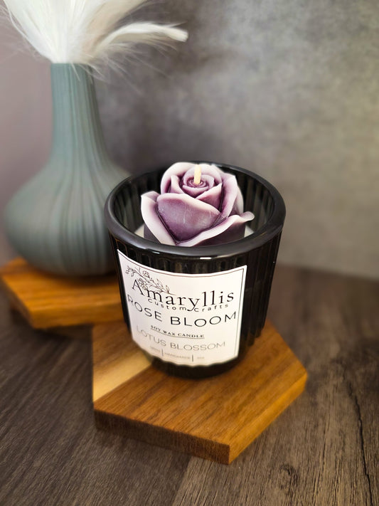 Purple Rose Bloom Candle - Amaryllis Custom CraftsCandleAmaryllis Custom Crafts