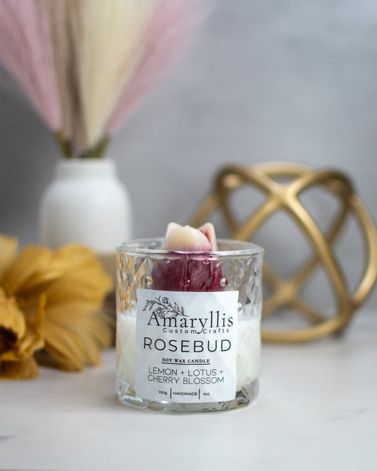 Rosebud Candle | Floral Container Candle - Amaryllis Custom CraftsCandleAmaryllis Custom Crafts