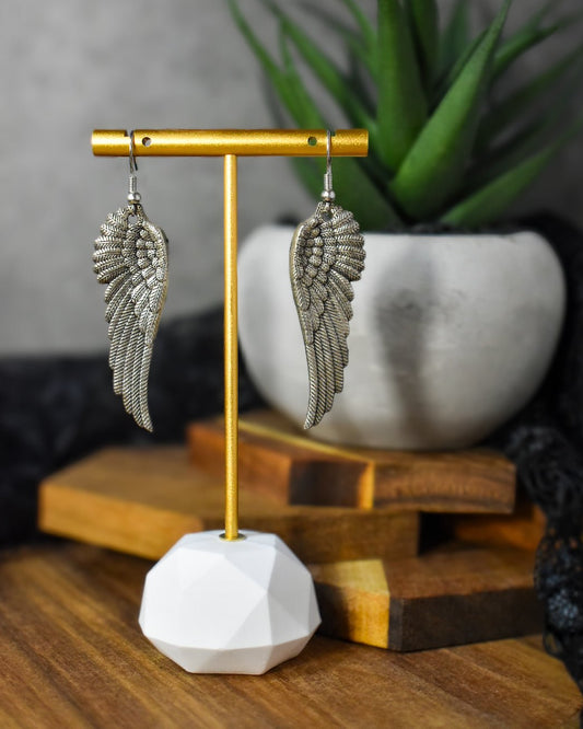 Silver Wing Drop Earrings | Handmade Jewelry - Amaryllis Custom CraftsDangle earringsAmaryllis Custom Crafts