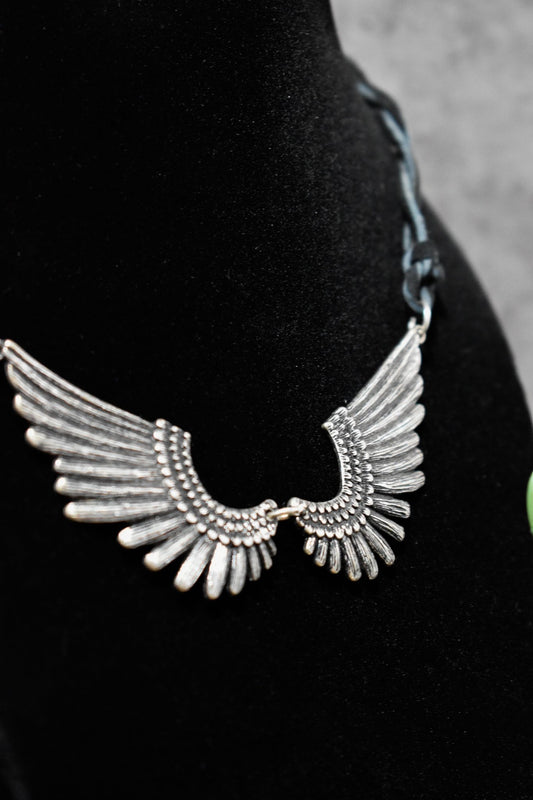 Silver Wing Rope Necklace - Amaryllis Custom CraftsNecklaceAmaryllis Custom Crafts