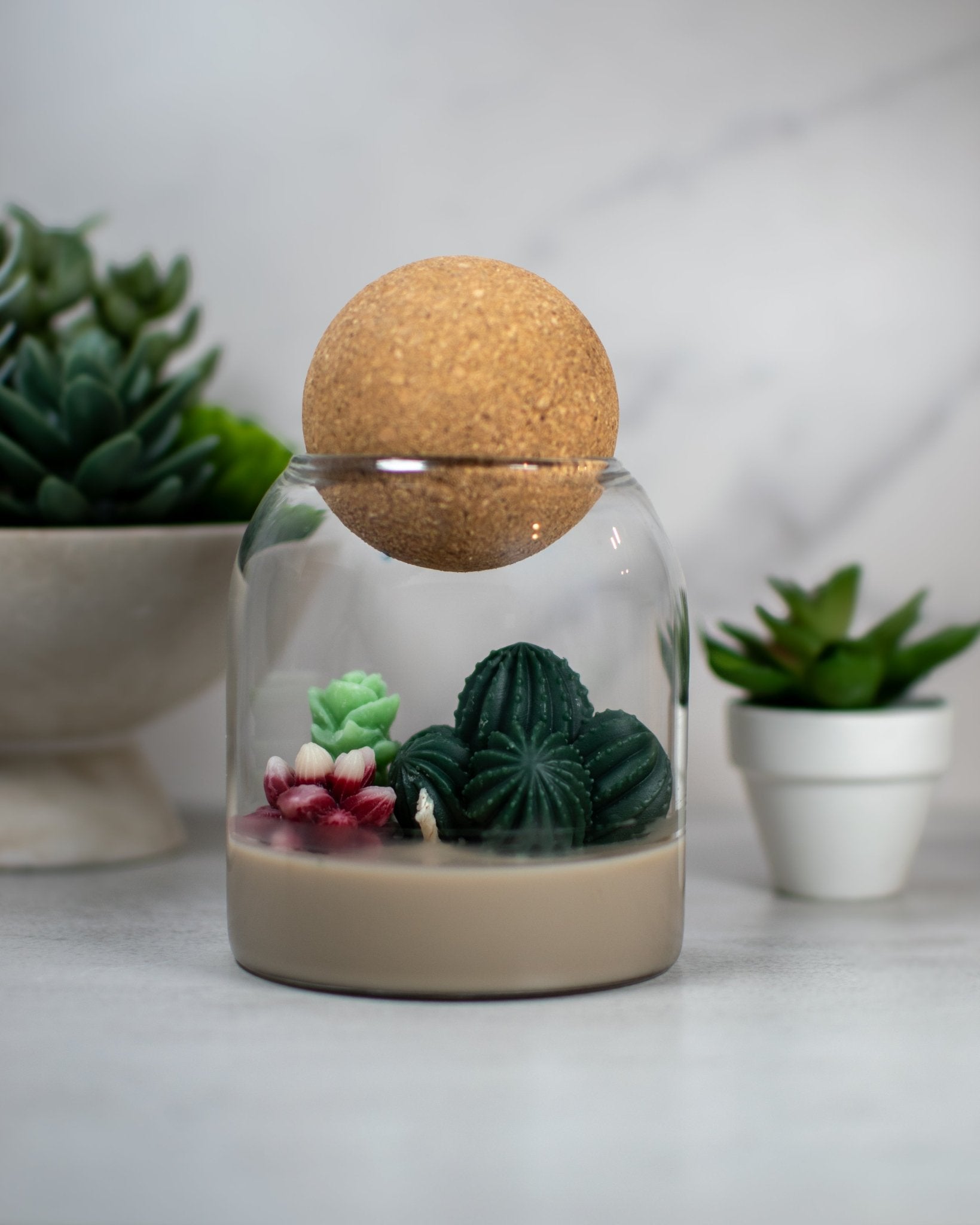 Succulent Terrarium | Floral Container Candle - Amaryllis Custom CraftsCandleAmaryllis Custom Crafts