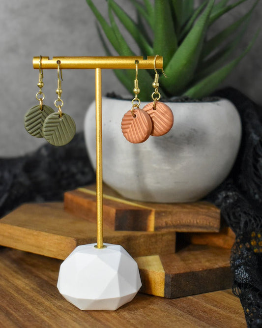 Textured Disc Drop Earrings | Handmade Jewelry - Amaryllis Custom CraftsDangle earringsAmaryllis Custom Crafts