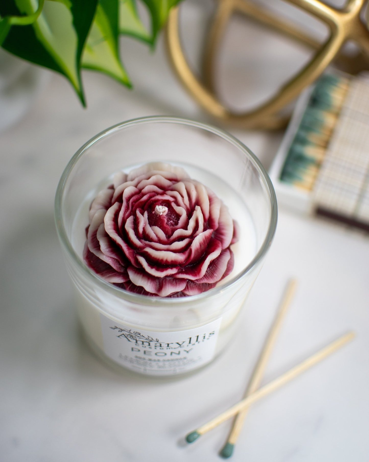 Wax Peony Candle | Floral Container Candle - Amaryllis Custom CraftsCandleAmaryllis Custom Crafts