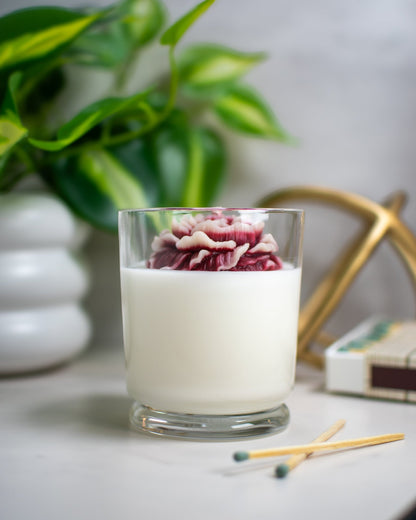 Wax Peony Candle | Floral Container Candle - Amaryllis Custom CraftsCandleAmaryllis Custom Crafts